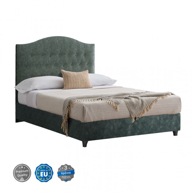Κρεβάτι ημίδιπλο "MALENA" από ξύλο/ύφασμα σε χρώμα πράσινο 120x200