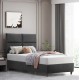 Κρεβάτι "MILO" από ξύλο/ύφασμα σε χρώμα γκρί 120x200