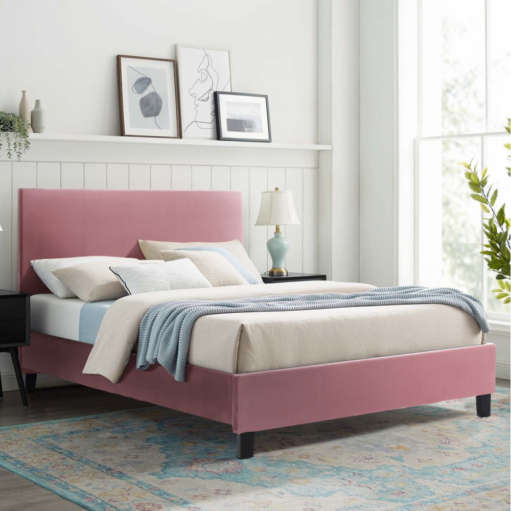 Κρεβάτι "BECCA" από βελούδο σε χρώμα σάπιο μήλο 150x200