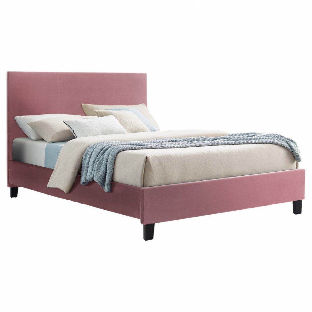 Κρεβάτι "BECCA" από βελούδο σε χρώμα σάπιο μήλο 150x200