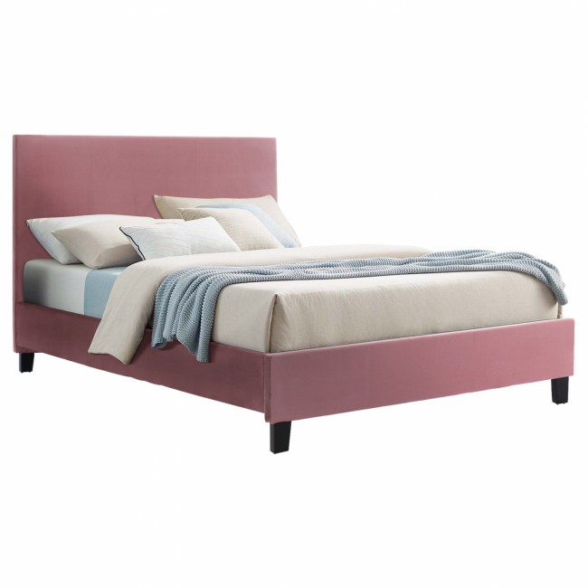 Κρεβάτι "BECCA" από βελούδο σε χρώμα σάπιο μήλο 150x200