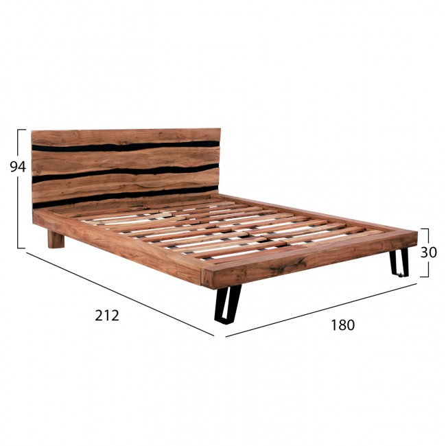 Κρεβάτι "ALICIA" από μέταλλο/μασίφ σε φυσικό χρώμα 160x200