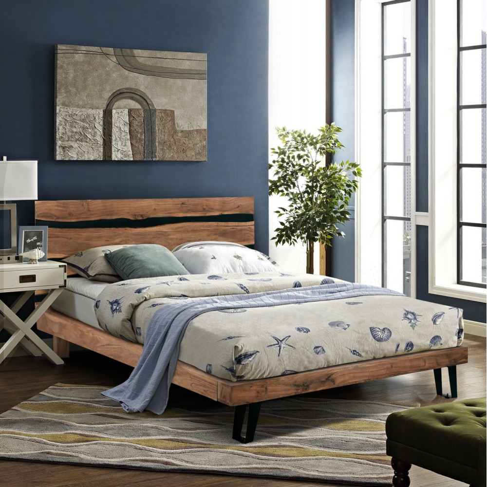 Κρεβάτι "ALICIA" από μέταλλο/μασίφ σε φυσικό χρώμα 160x200