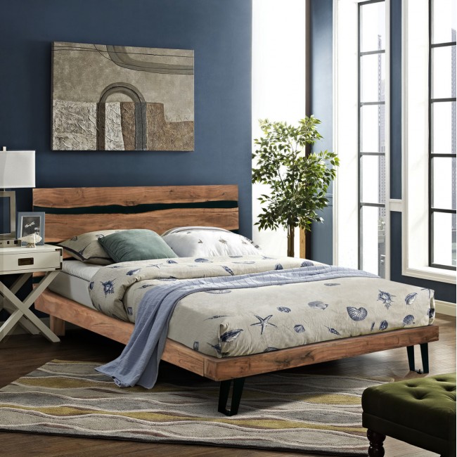 Κρεβάτι "ALICIA" από μέταλλο/μασίφ σε φυσικό χρώμα 160x200