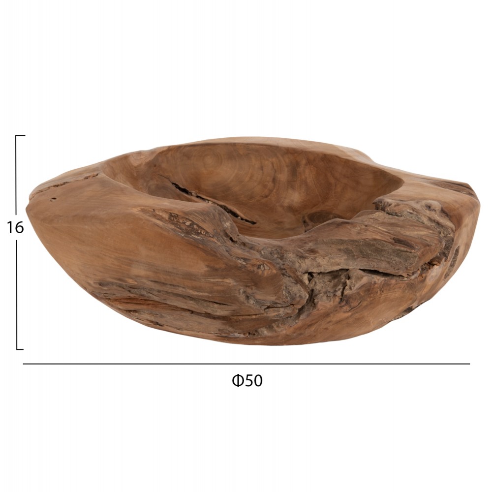 Διακοσμητικό δοχείο από ξύλο σε χρώμα φυσικό Φ50x16