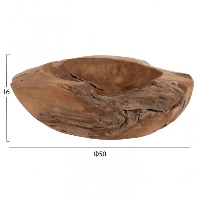 Διακοσμητικό δοχείο από ξύλο σε χρώμα φυσικό Φ50x16