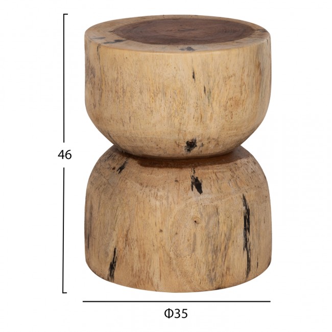 Σκαμπό "FEBRY" από μασίφ σε φυσικό χρώμα Φ35x45