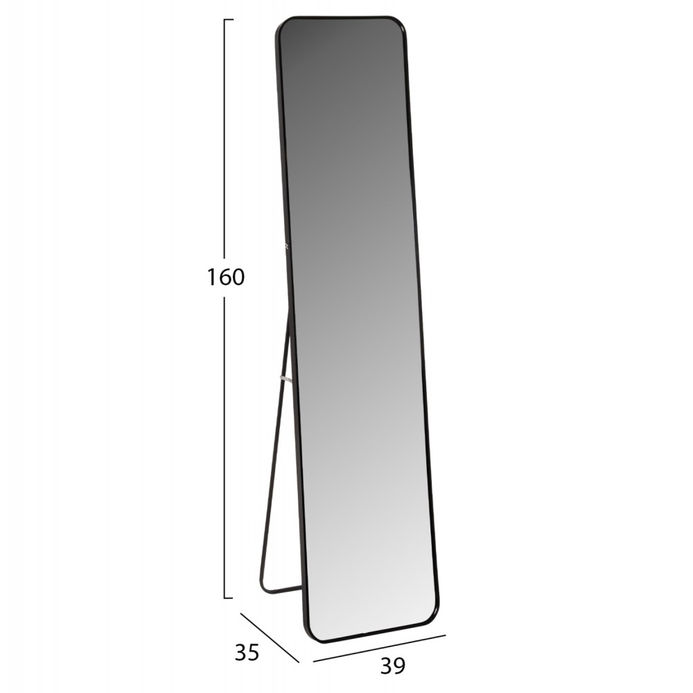 Καθρέπτης δαπέδου "ΒOELY" από αλουμίνιο σε χρώμα μαύρο 39x35x160