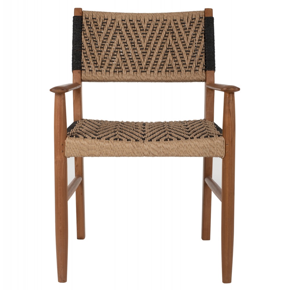 Πολυθρόνα από μασίφ/σχοινί σε φυσικό/μαύρο χρώμα 57x67x86