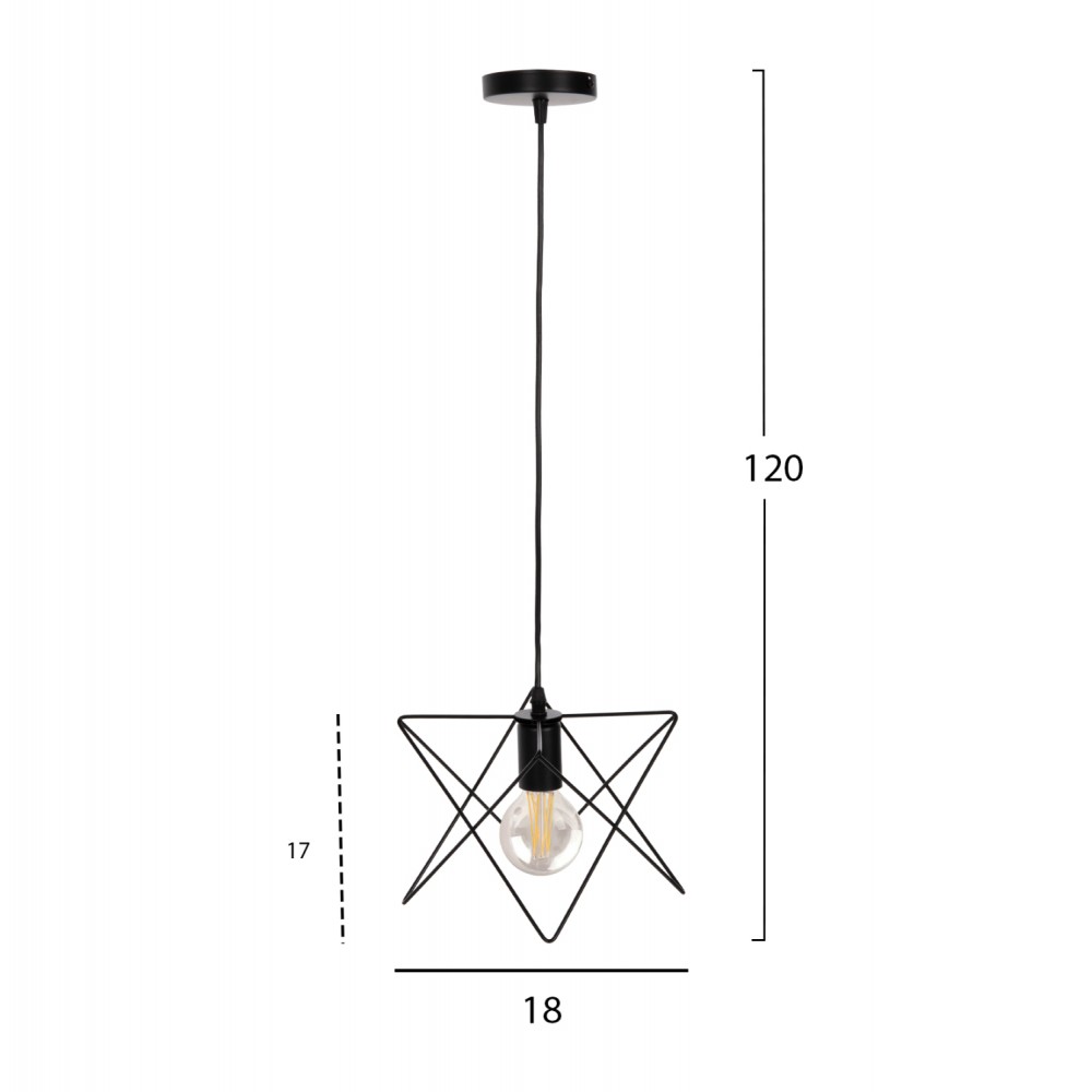 Φωτιστικό μονόφωτο από μέταλλο σε μαύρο χρώμα 18x17x120