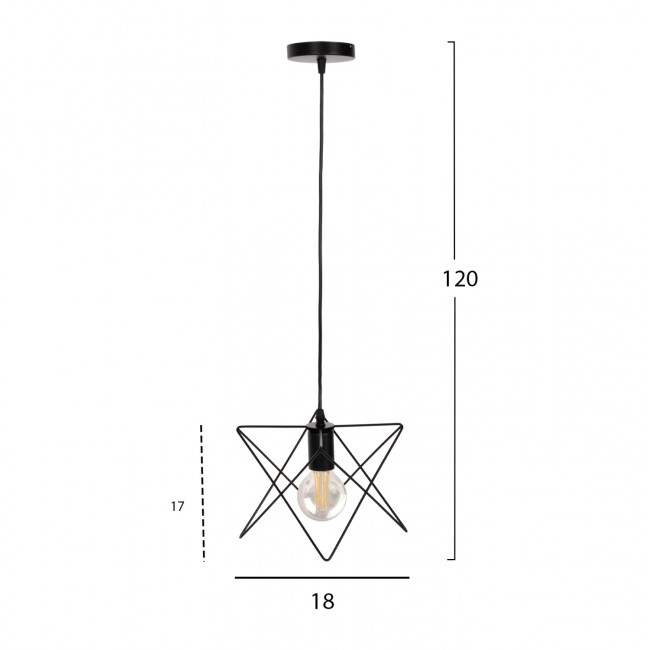 Φωτιστικό μονόφωτο από μέταλλο σε μαύρο χρώμα 18x17x120