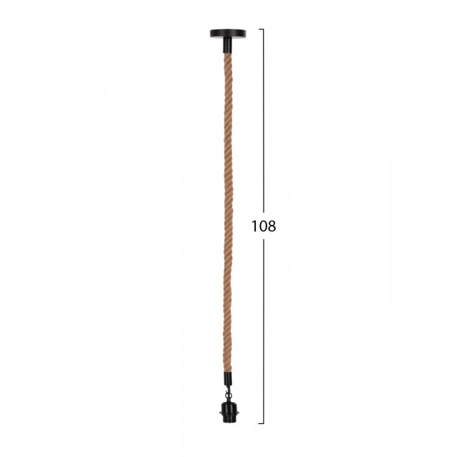 Φωτιστικό μονόφωτο από μέταλλο/σχοινί σε χρώμα μαύρο/φυσικό 1x2x108