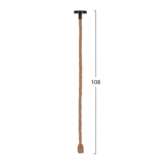 Φωτιστικό μονόφωτο από μέταλλο/σχοινί σε χρώμα μαύρο/φυσικό 1x2x108