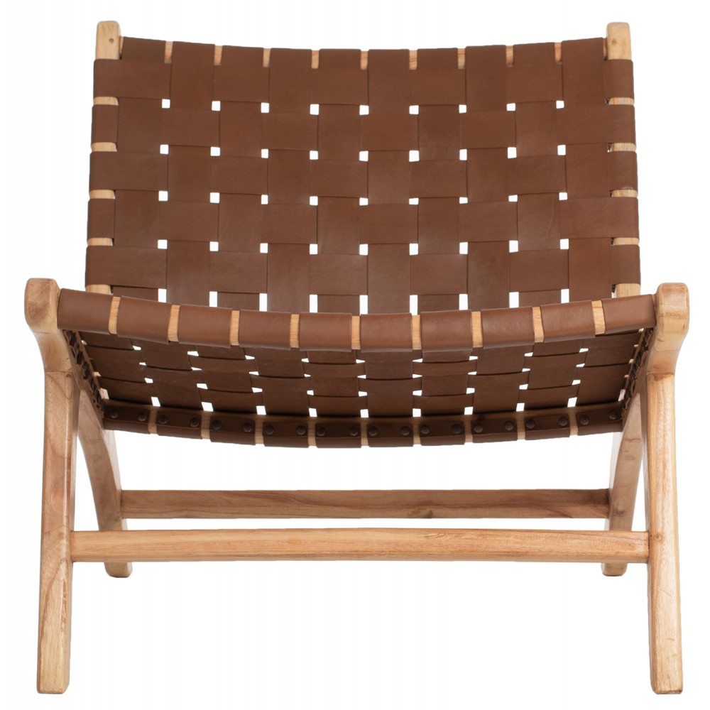 Καρέκλα από μασίφ/τεχνόδερμα σε φυσικό/καφέ χρώμα 65x82x88