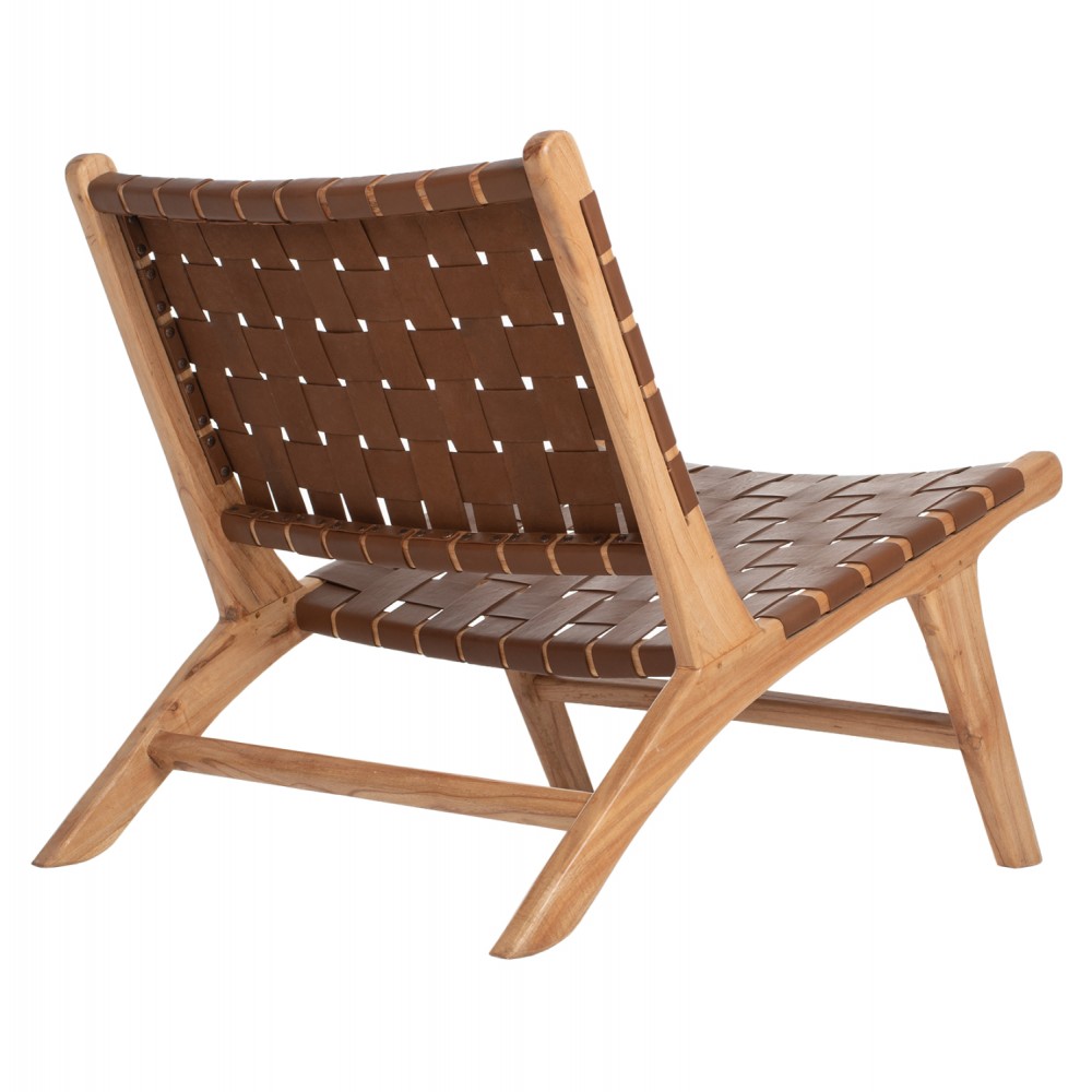 Καρέκλα από μασίφ/τεχνόδερμα σε φυσικό/καφέ χρώμα 65x82x88