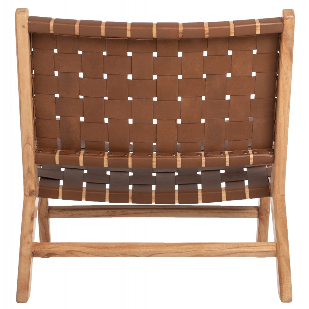 Καρέκλα από μασίφ/τεχνόδερμα σε φυσικό/καφέ χρώμα 65x82x88