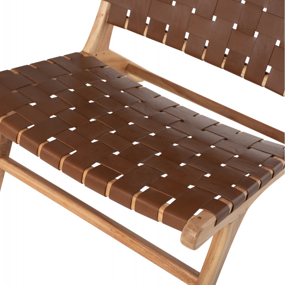 Καρέκλα από μασίφ/τεχνόδερμα σε φυσικό/καφέ χρώμα 65x82x88