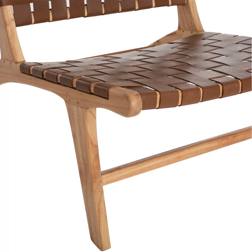 Καρέκλα από μασίφ/τεχνόδερμα σε φυσικό/καφέ χρώμα 65x82x88