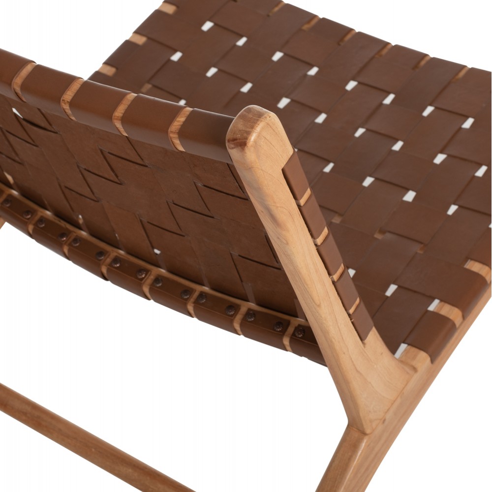 Καρέκλα από μασίφ/τεχνόδερμα σε φυσικό/καφέ χρώμα 65x82x88