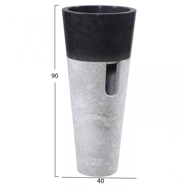 Νεροχύτης μπάνιου από μάρμαρο σε χρώμα μαύρο/γκρί Φ40x90
