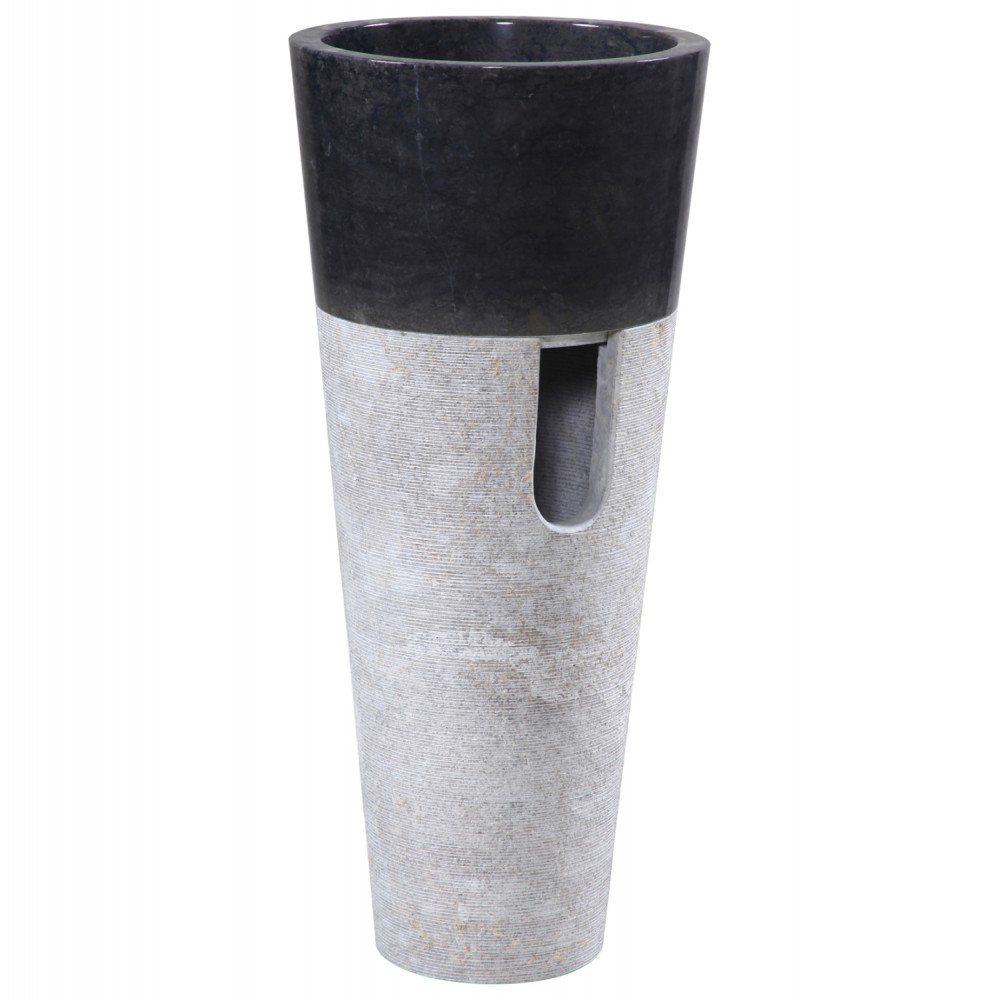 Νεροχύτης μπάνιου από μάρμαρο σε χρώμα μαύρο/γκρί Φ40x90