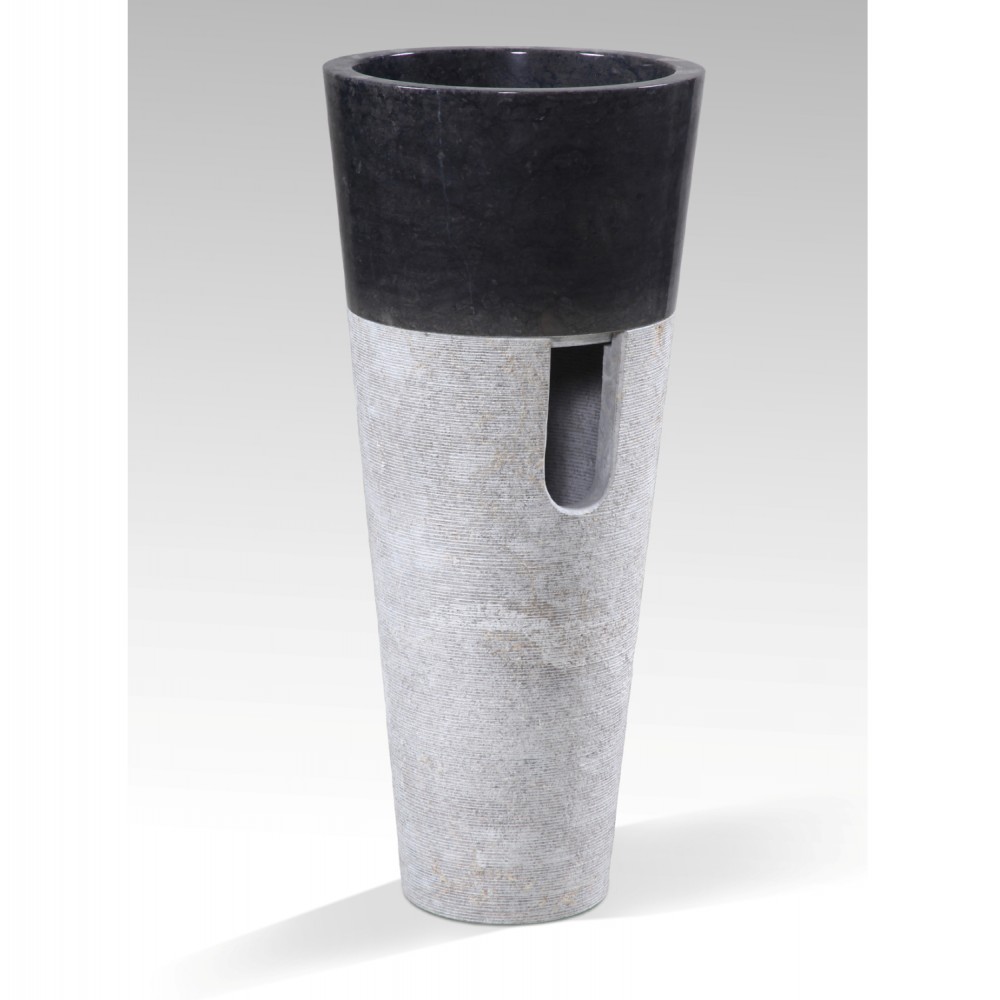 Νεροχύτης μπάνιου από μάρμαρο σε χρώμα μαύρο/γκρί Φ40x90