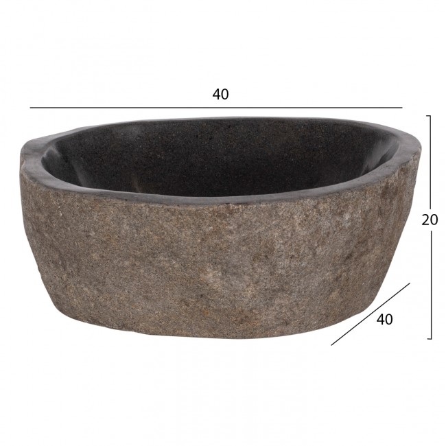 Νεροχύτης μπάνιου "STONE SINK" από πέτρα σε χρώμα γκρί 40x40x20