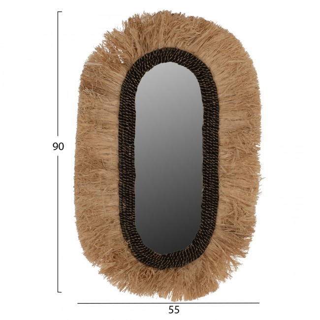 Καθρέπτης τοίχου σε μαύρο-φυσικό χρώμα 55x4x90