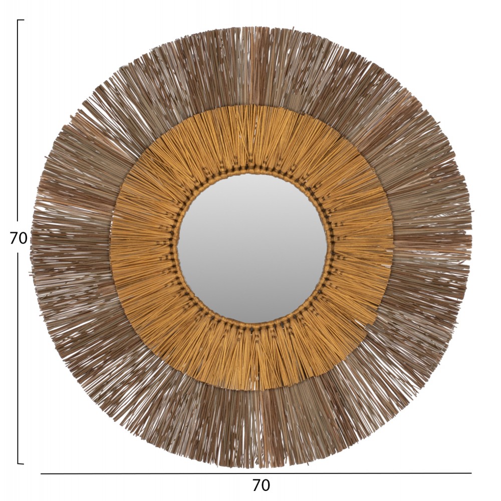 Καθρέπτης τοίχου σε χρυσό-φυσικό χρώμα 70x4x70