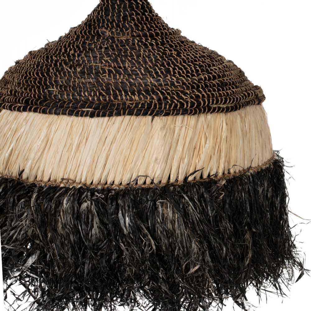 Μονόφωτο φωτιστικό σε φυσικό-μαύρο χρώμα 50x50x60