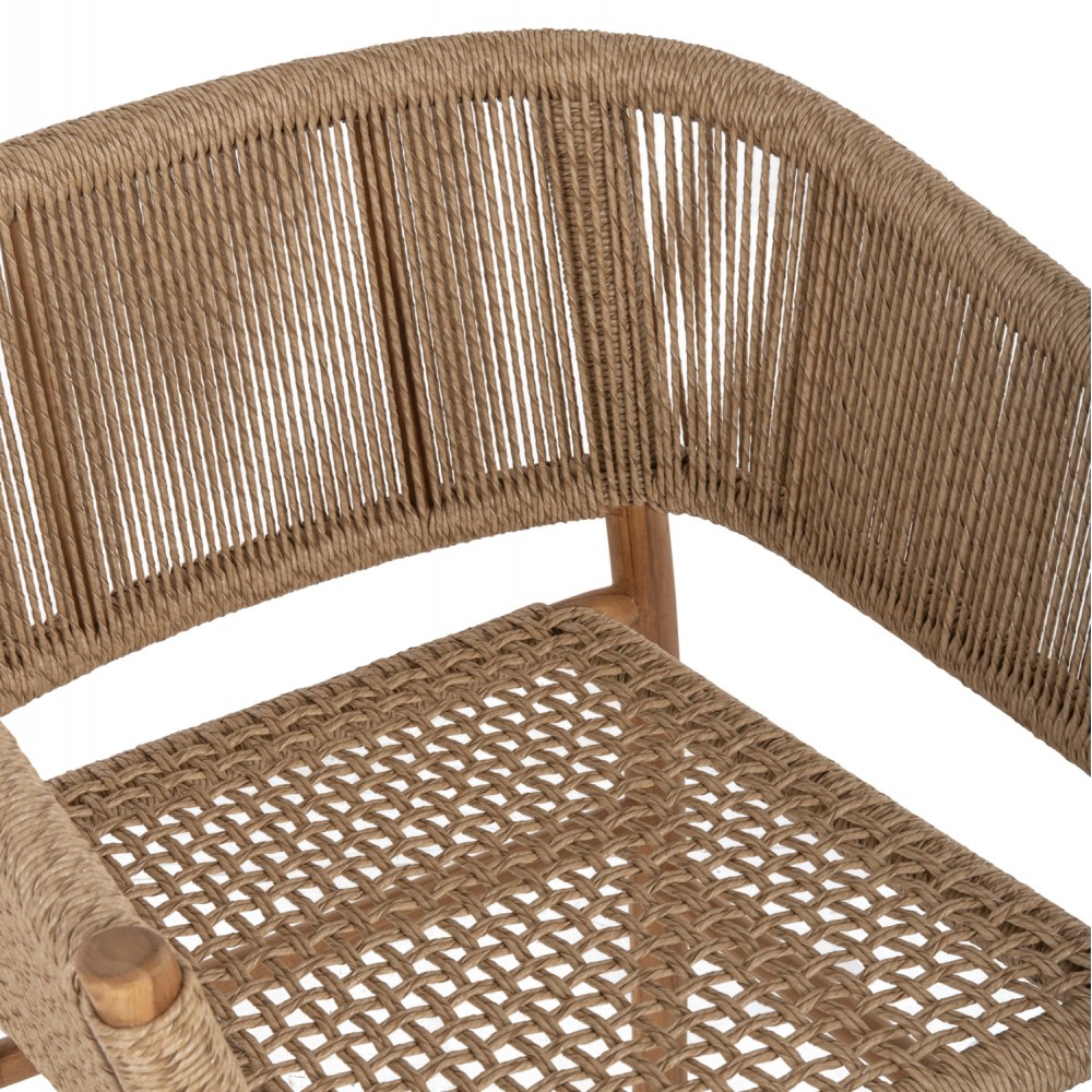 Πολυθρόνα "IRVINE" από ξύλο/σχοινί σε φυσικό χρώμα 64x56x76