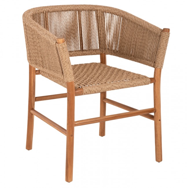 Πολυθρόνα "IRVINE" από ξύλο/σχοινί σε φυσικό χρώμα 64x56x76