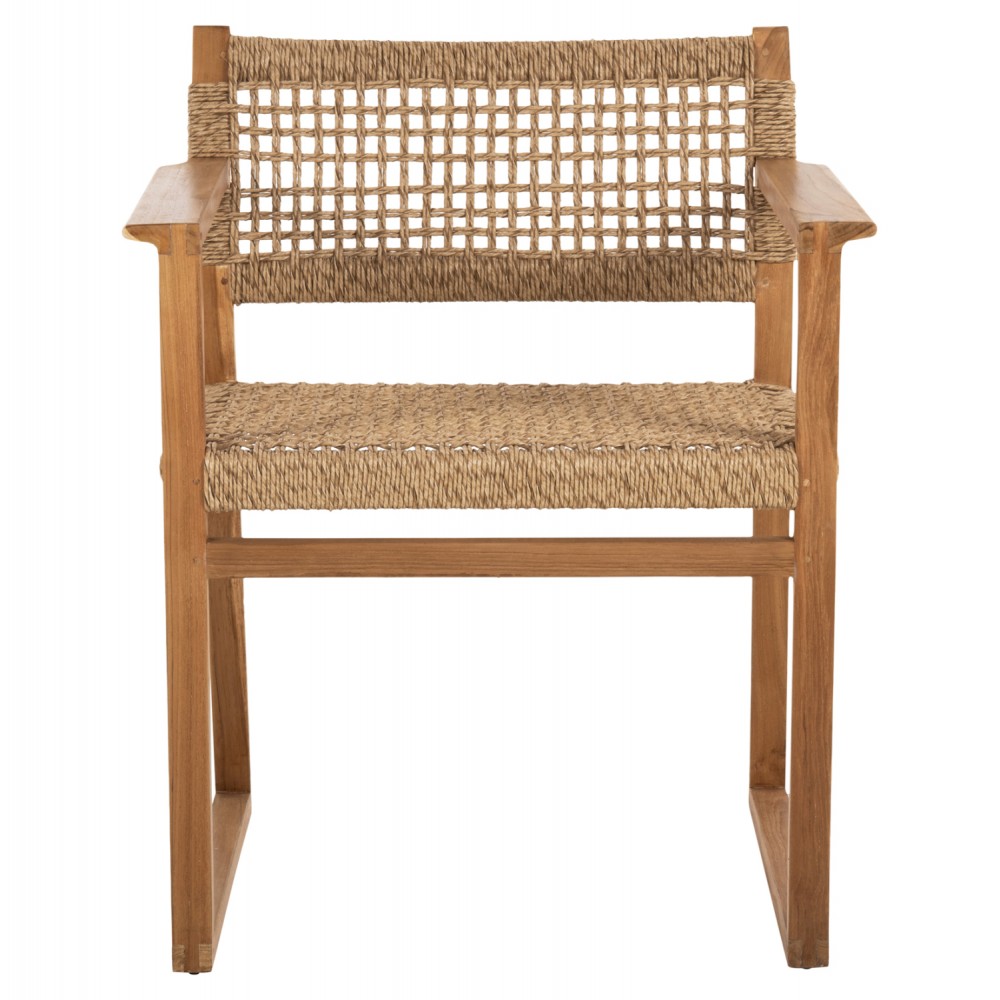 Πολυθρόνα "NARLEY" από ξύλο/σχοινί σε φυσικό χρώμα 61x53x76