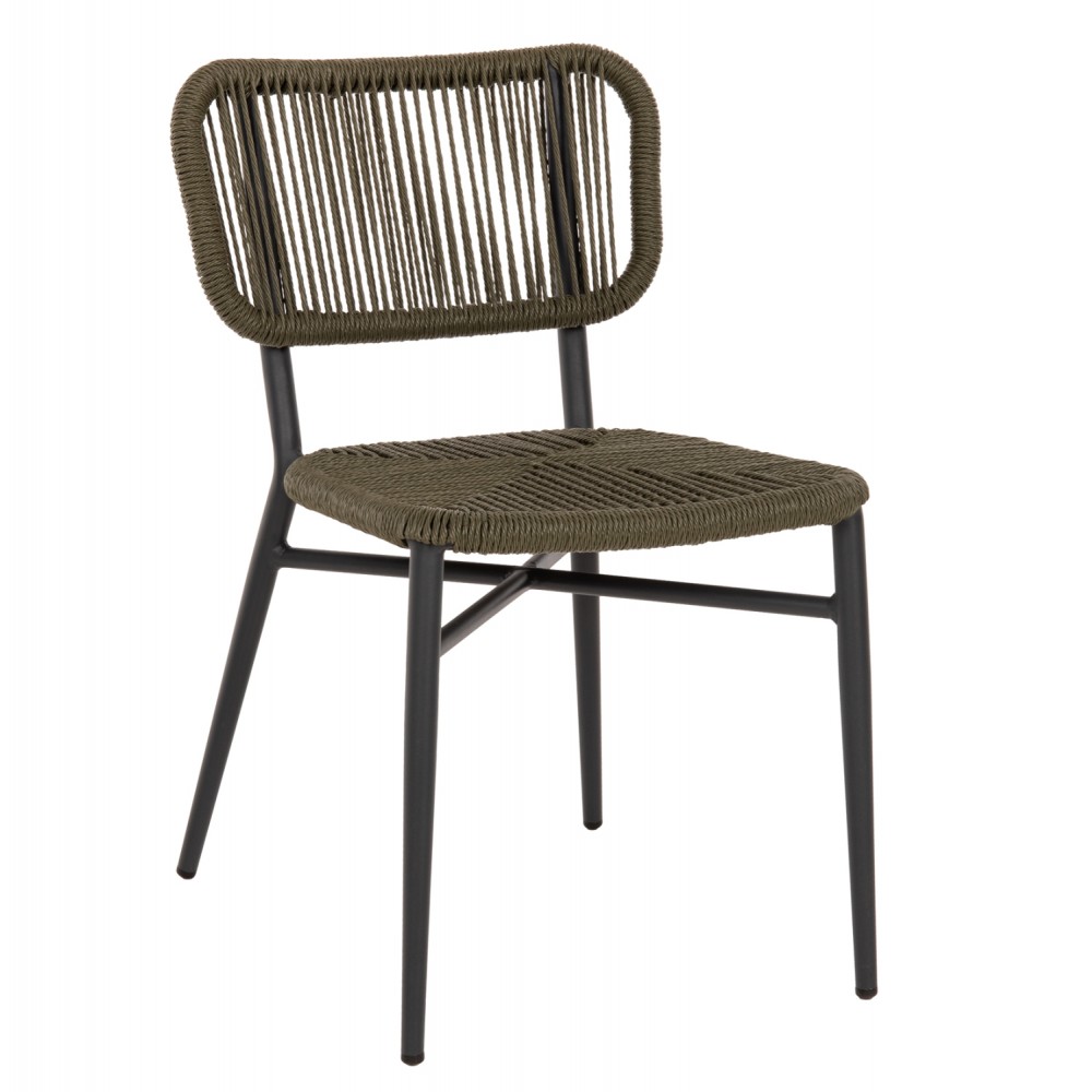 Καρέκλα "EULO" από αλουμίνιο/σχοινί σε γκρι χρώμα 49x60x78