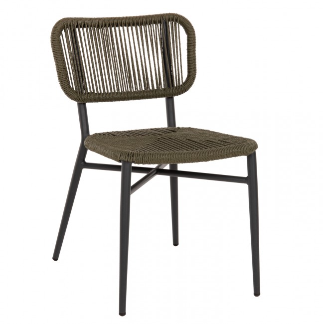 Καρέκλα "EULO" από αλουμίνιο/σχοινί σε γκρι χρώμα 49x60x78