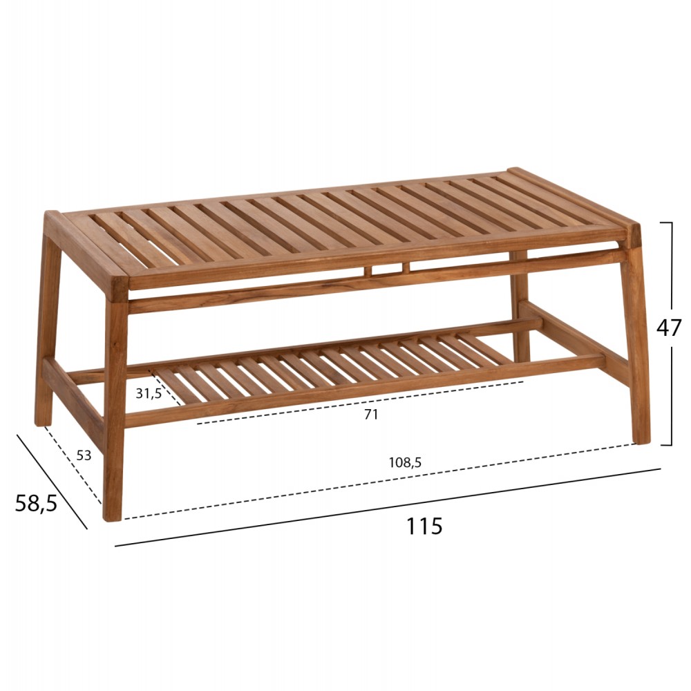 Σετ σαλονιού "DOVER" από μασίφ σε χρώμα φυσικό 115x58,5x47