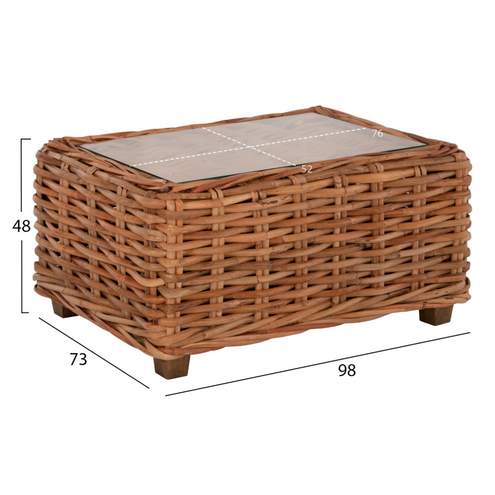 Σετ σαλονιού "TROPEL" από ραττάν σε χρώμα φυσικό 220x90x63-73