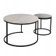 Σετ τραπέζια 2τμχ από MDF/μέταλλο σε χρώμα μαύρο/λευκό με εφέ μαρμάρου Φ80x48