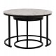 Σετ τραπέζια 2τμχ από MDF/μέταλλο σε χρώμα μαύρο/λευκό με εφέ μαρμάρου Φ80x48