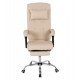 Πολυθρόνα διευθυντή από PU σε χρώμα μπέζ με υποπόδιο 58x71x128