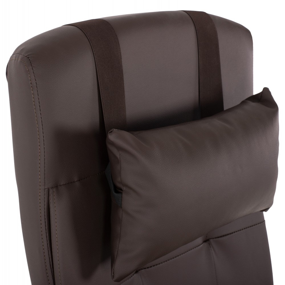 Πολυθρόνα διευθυντή από PU σε χρώμα καφέ με υποπόδιο 58x71x128