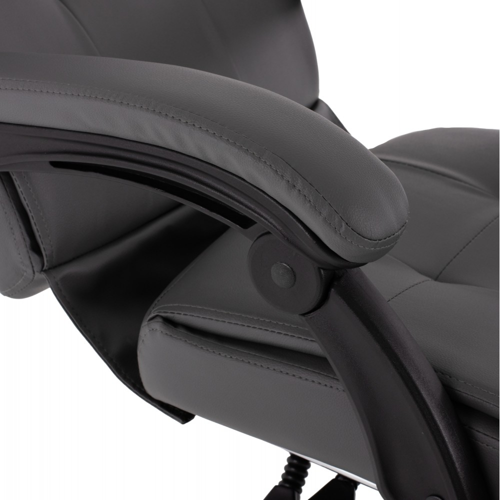 Πολυθρόνα διευθυντή από PU σε χρώμα γκρί με υποπόδιο 58x71x128