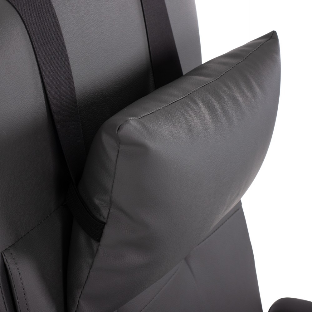 Πολυθρόνα διευθυντή από PU σε χρώμα γκρί με υποπόδιο 58x71x128