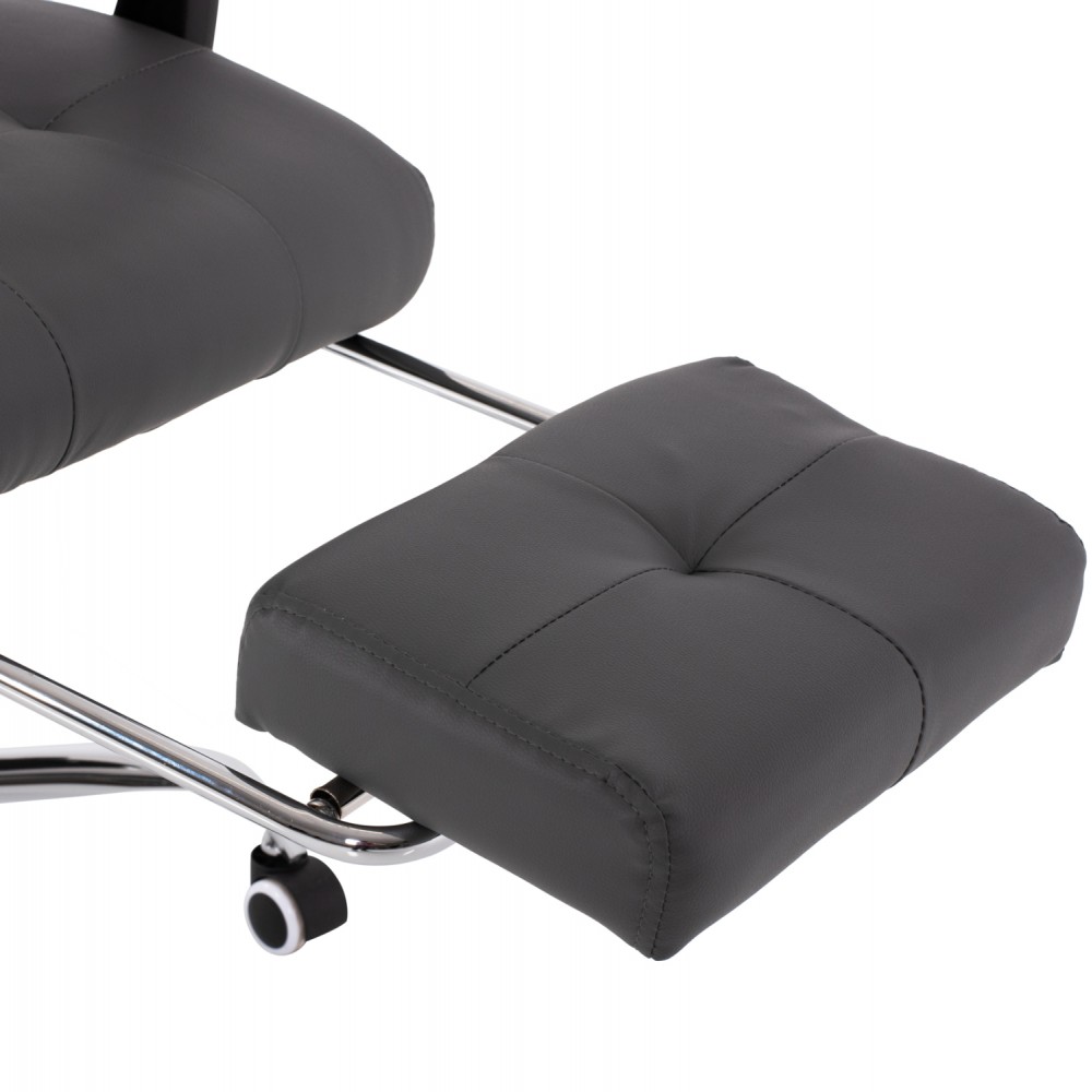 Πολυθρόνα διευθυντή από PU σε χρώμα γκρί με υποπόδιο 58x71x128