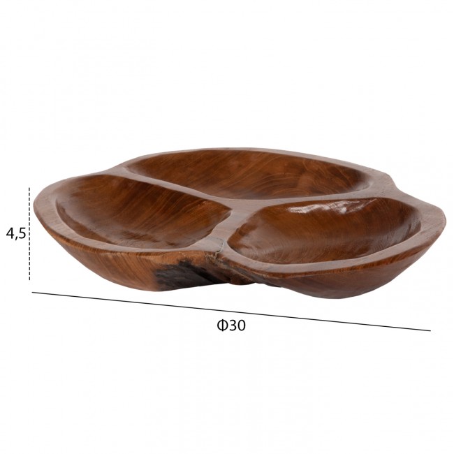 Επιτραπέζιο διακοσμητικό μπολ από ξύλο σε φυσικό χρώμα Φ30x4,5