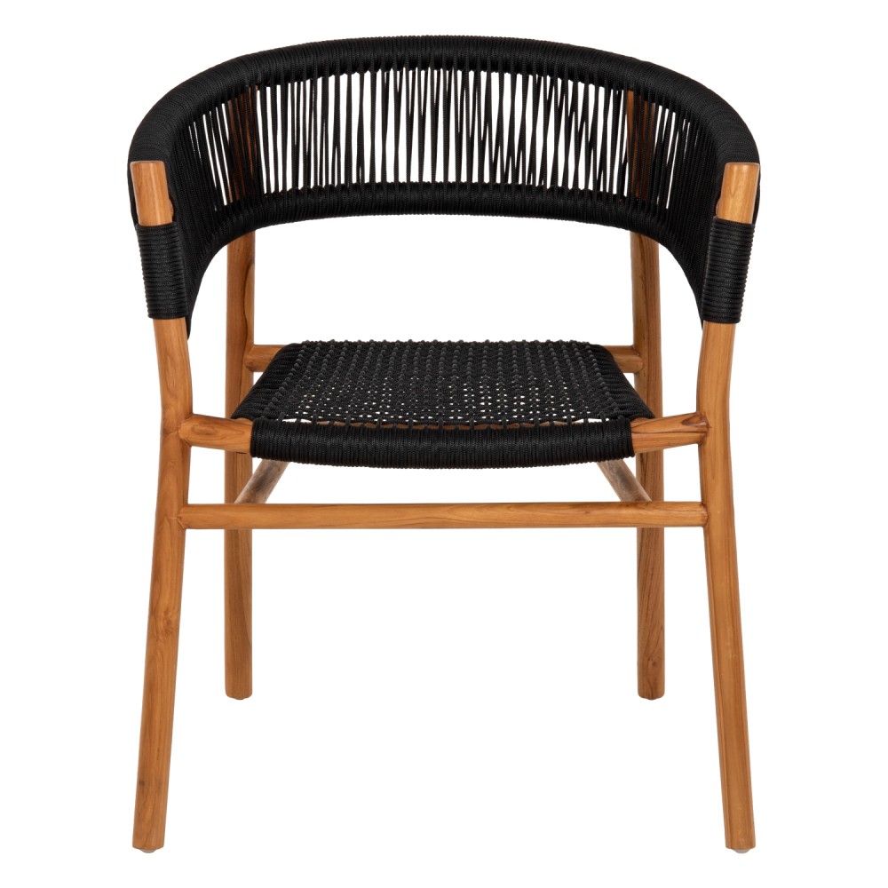 Πολυθρόνα "IRVING" από ξύλο/σχοινί σε φυσικό/μαύρο χρώμα 62x55x75