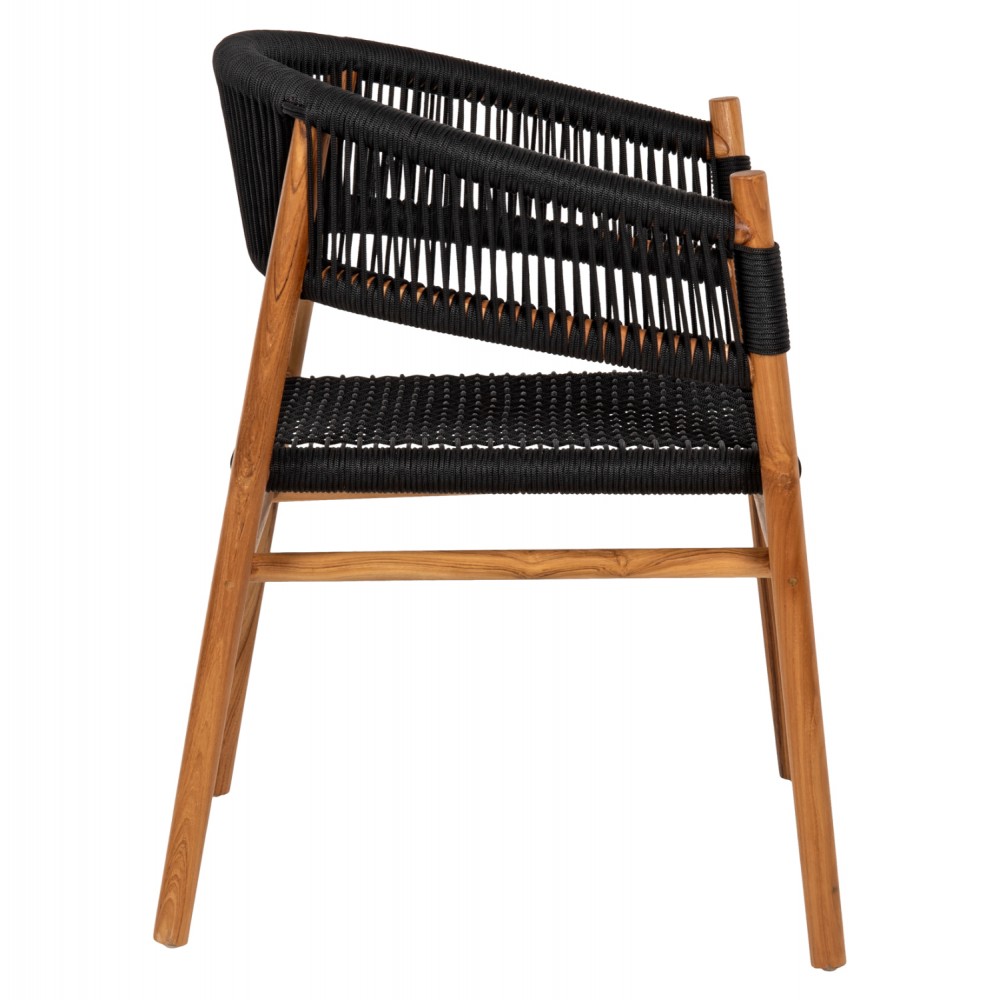 Πολυθρόνα "IRVING" από ξύλο/σχοινί σε φυσικό/μαύρο χρώμα 62x55x75