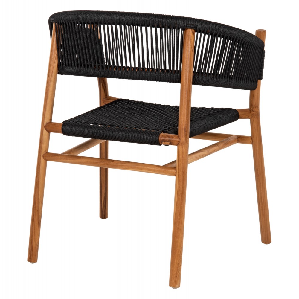 Πολυθρόνα "IRVING" από ξύλο/σχοινί σε φυσικό/μαύρο χρώμα 62x55x75