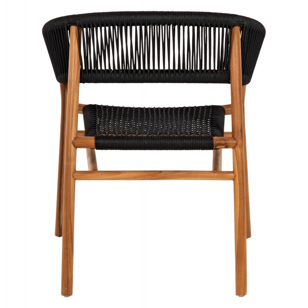 Πολυθρόνα "IRVING" από ξύλο/σχοινί σε φυσικό/μαύρο χρώμα 62x55x75