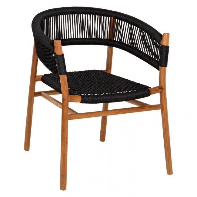 Πολυθρόνα "IRVING" από ξύλο/σχοινί σε φυσικό/μαύρο χρώμα 62x55x75
